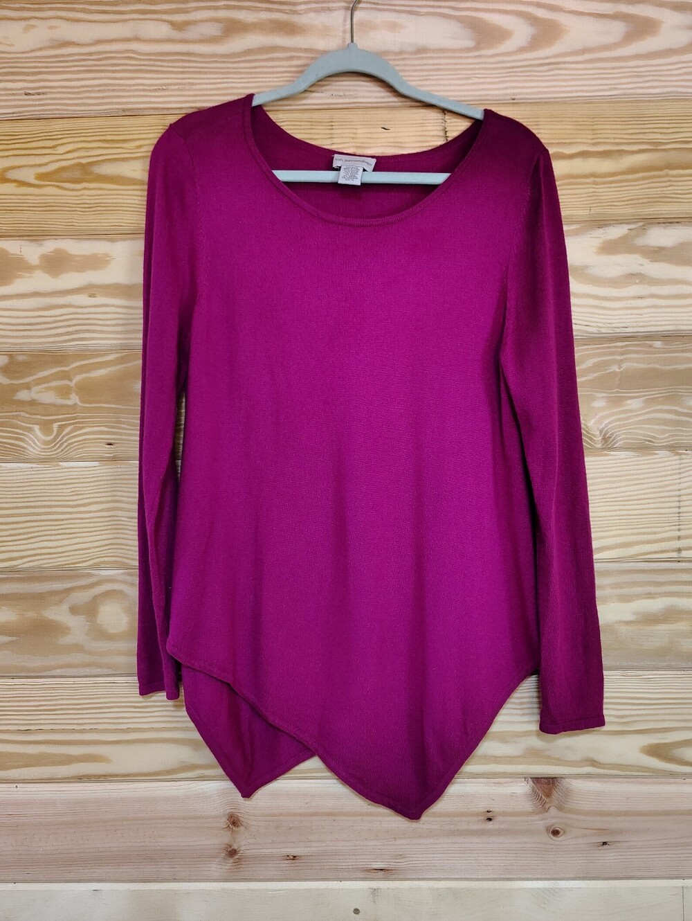 Soft Surroundings Pink Top PL Cashmere Blend Handkerchief Hem Quiet Luxury Chic